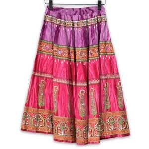 Vintage RFA Classics Maxi Skirt WOMENS XSP Hot Pink Boho Festival Hippie Gypsy